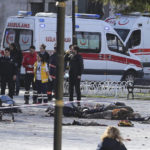 ATTENTION EDITORS - VISUALS COVERAGE OF SCENES OF DEATH OR INJURY Rescue teams gather at the scene after an explosion in central Istanbul, Turkey January 12, 2016. Turkish police sealed off a central Istanbul square in the historic Sultanahmet district on Tuesday after a large explosion, a Reuters witness said, and the Dogan news agency reported several people were injured in the blast. REUTERS/Kemal Aslan   TEMPLATE OUT.