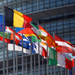 (FILES) A file photo taken on April 24, 2009 shows the European Union flag and national flags in front of the European Parliament in Strasbourg, eastern France. The Nobel Peace Prize was on October 12, 2012 awarded to the European Union, an institution currently wracked by crisis but is credited with bringing more than a half century of peace to a continent ripped apart by World War II.
 AFP PHOTO / FREDERICK FLORIN