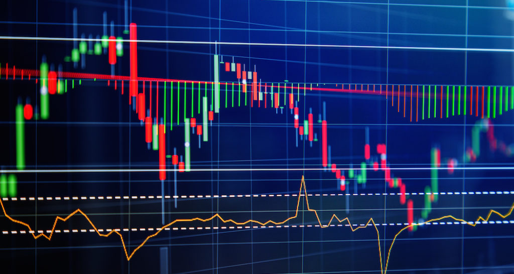 financial stock market graph chart of stock market investment trading screen