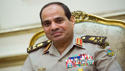 Egyptian First Deputy Prime Minister Vice†and Minister of Defense, General Abdel Fattah al-Sisi sits in the Defense Ministry in Cairo, Egypt, 01 August 2013. Westerwelle is holding political talks with representatives from the government and the opposition. Photo by: Michael Kappeler/picture-alliance/dpa/AP Images