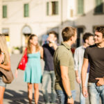 friends have a fun on the city